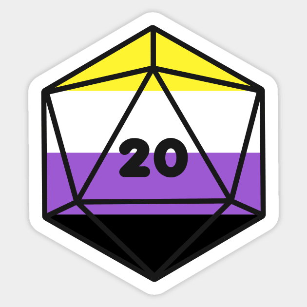 D20 - Nonbinary Pride Dice Sticker by pscof42